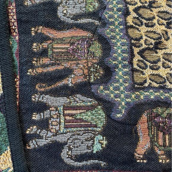 It’s Outta the Bag Y2K 1990’s Long Tapestry Cardigan Wooden Buttons Pockets, 1X - Picture 8 of 10
